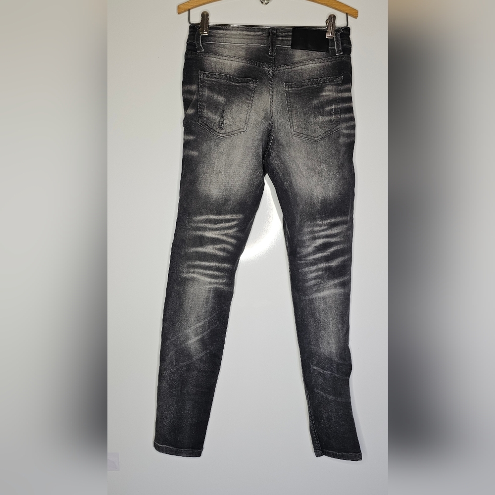 Boohoo Man Black Distressed Stretch Jeans 28R